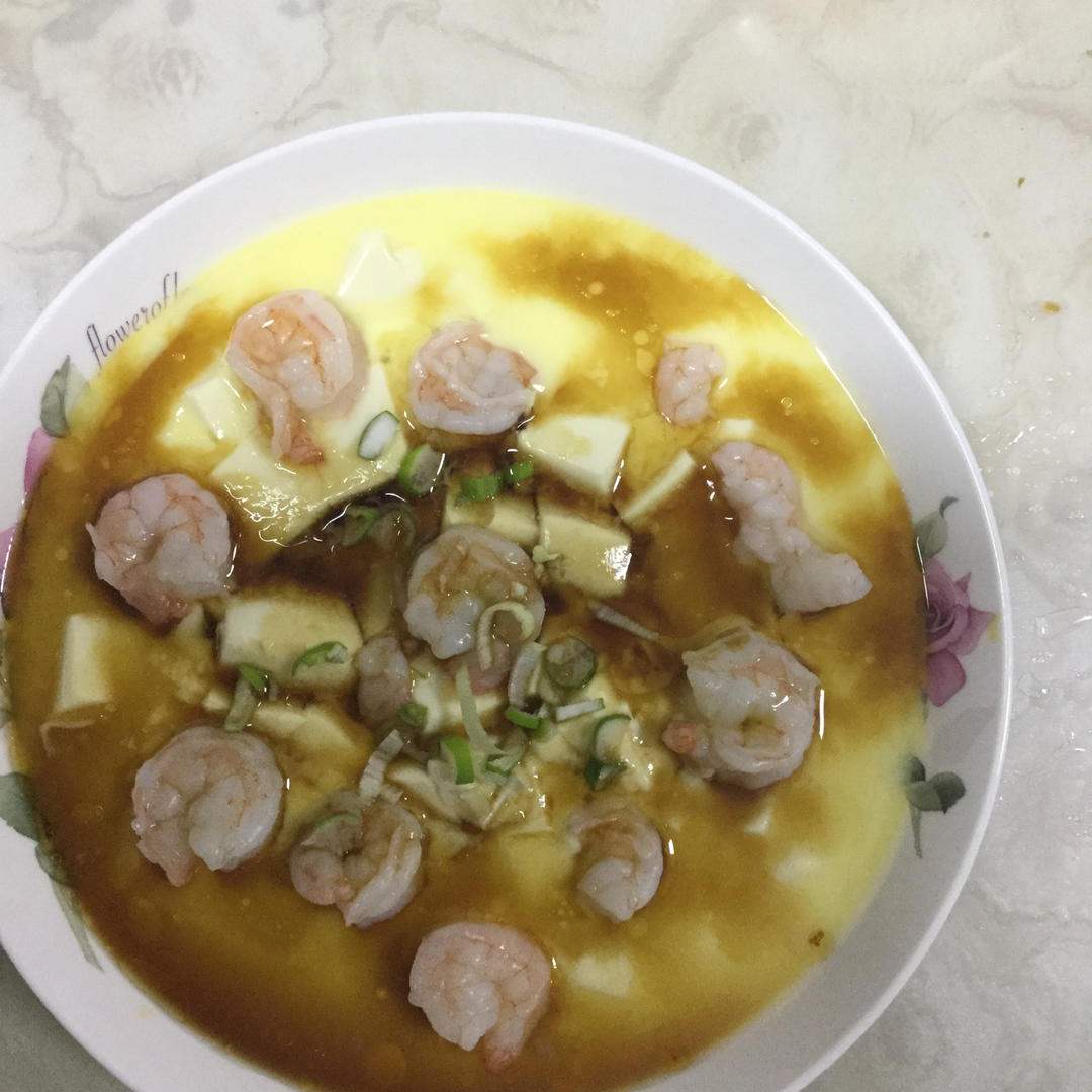 虾仁豆腐蒸水蛋