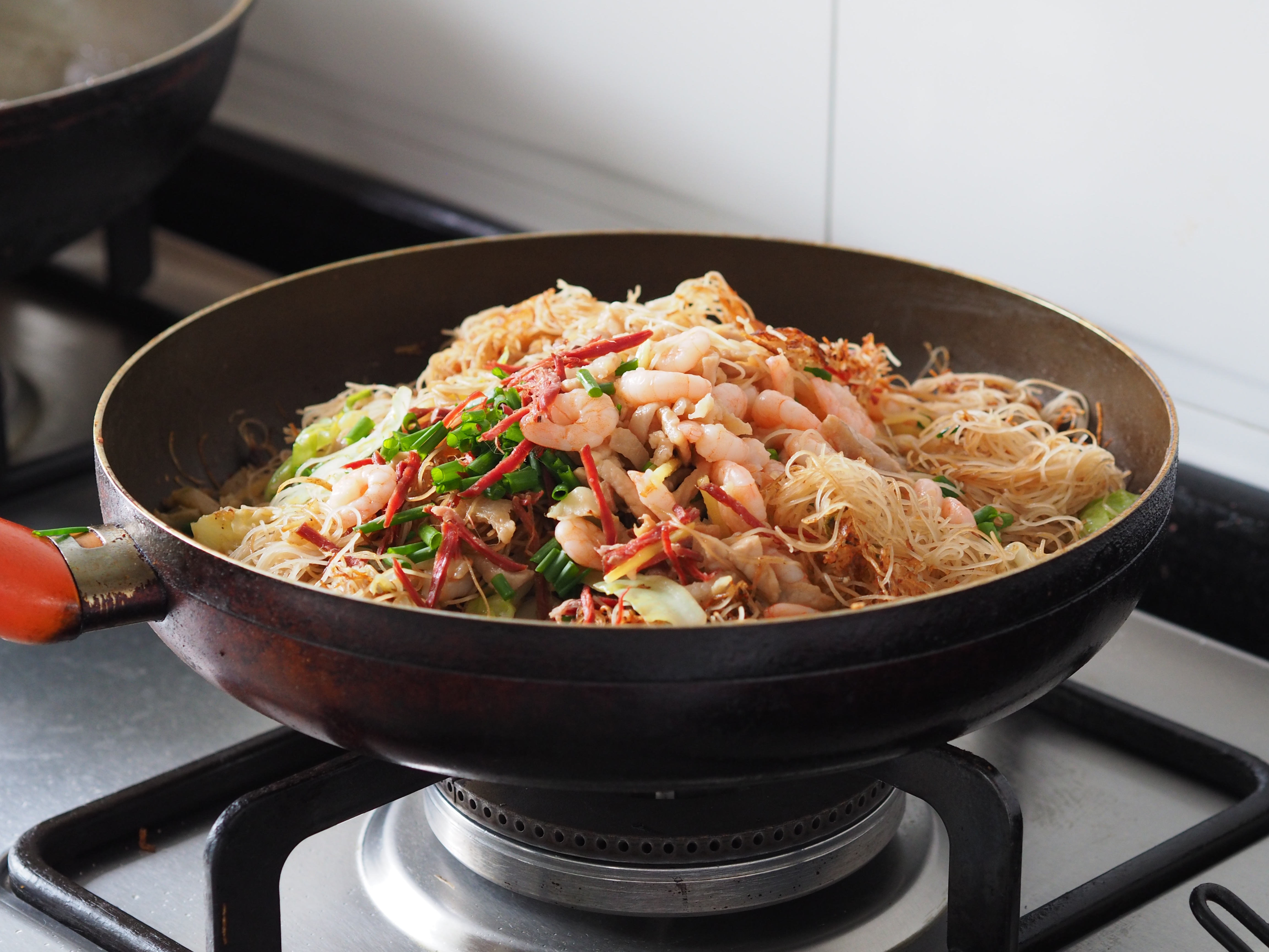 茶淘饭做的虾仁炒米粉