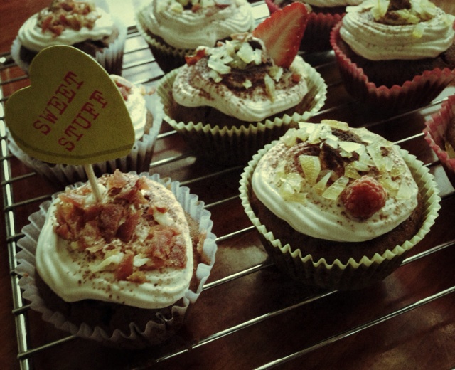 Beer-batter maple bacon spring break cupcake混酒枫糖培根春假纸杯蛋糕