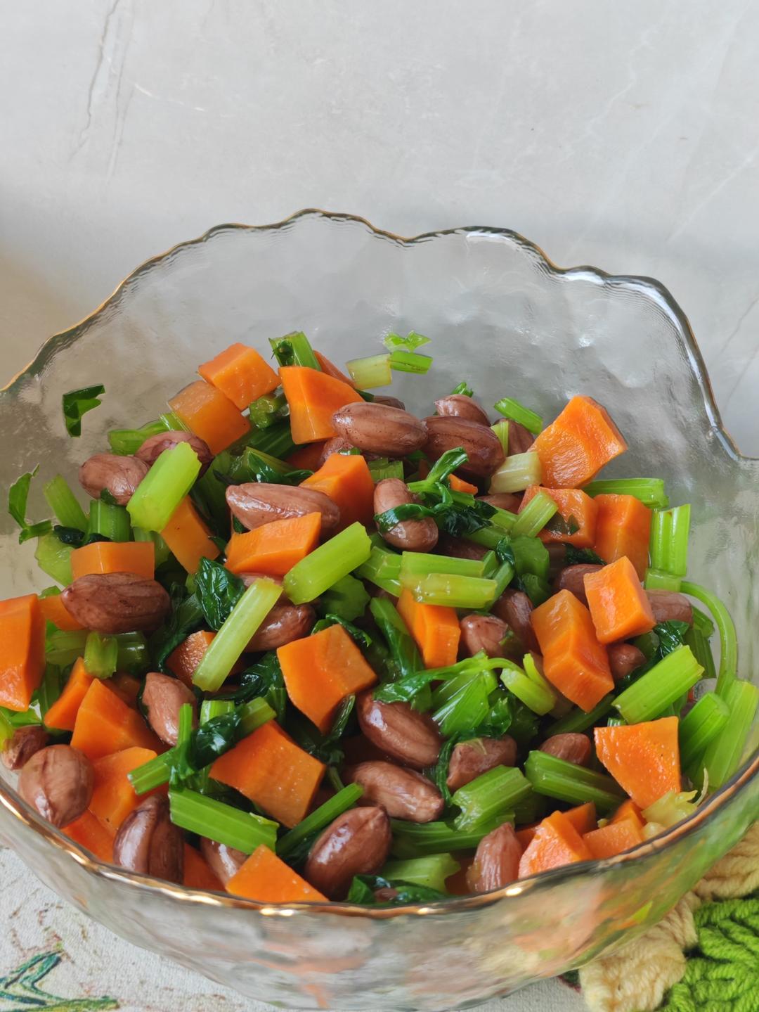 凉拌芹菜花生米胡萝卜