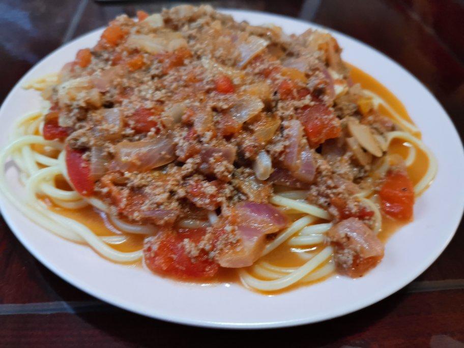 （完胜必胜客的）番茄肉酱意大利面～