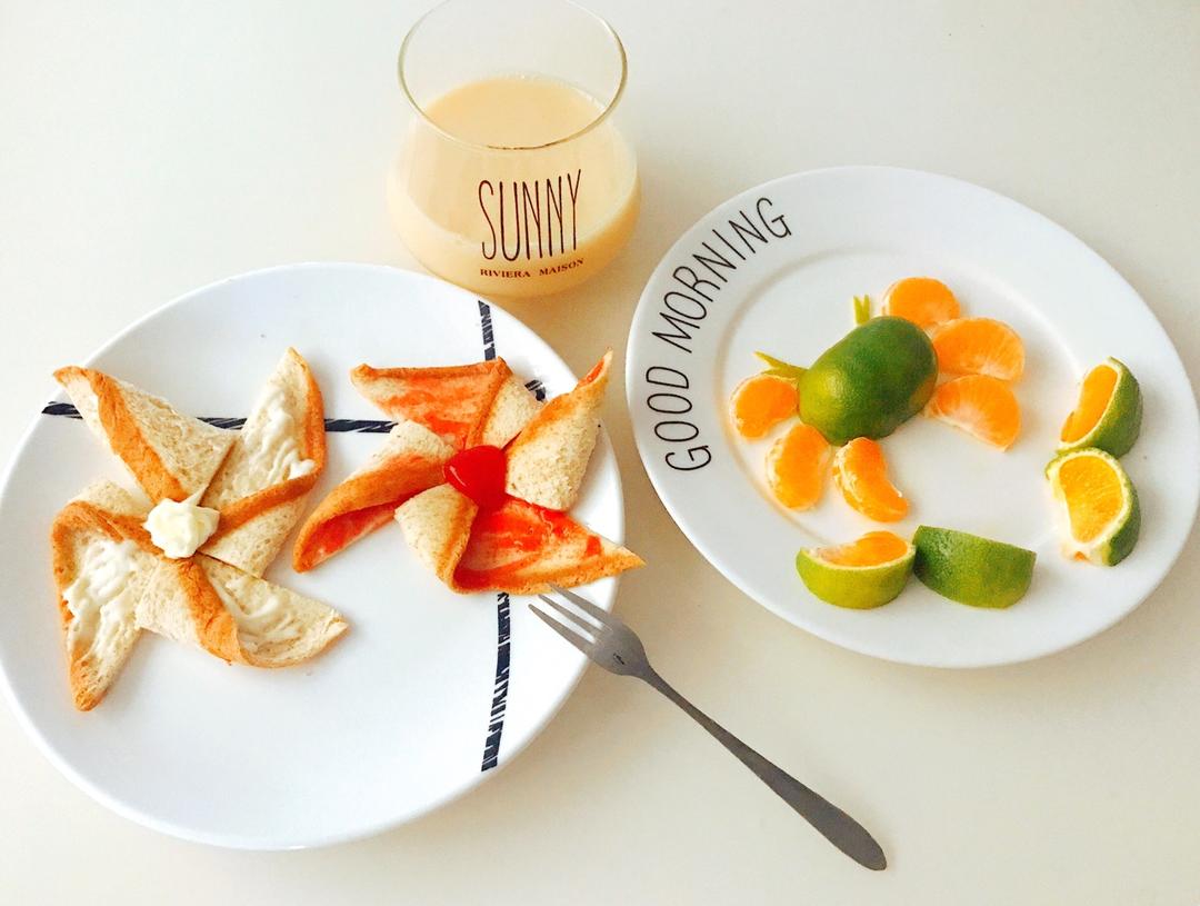 简单漂亮的风车花朵吐司