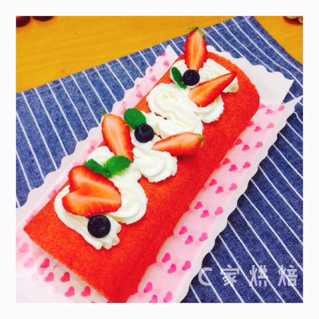 红丝绒蛋糕卷（完美毛巾底）