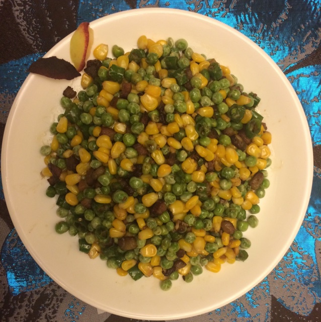 豌豆玉米炒腊肠丁