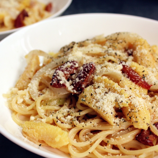 sundae做的奶油培根意大利面spaghetti