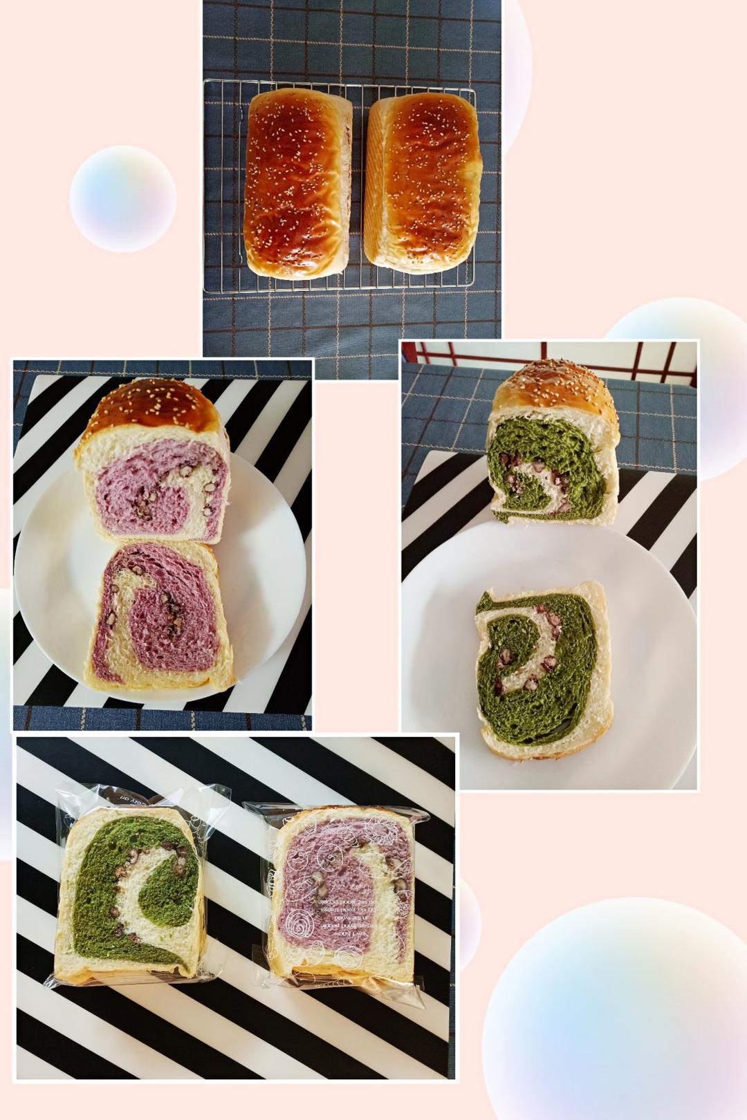 双色吐司-抹茶红豆/紫薯红豆