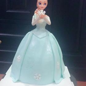 翻糖芭比娃娃蛋糕  冰雪奇缘艾莎公主蛋糕 翻糖双层周岁蛋糕