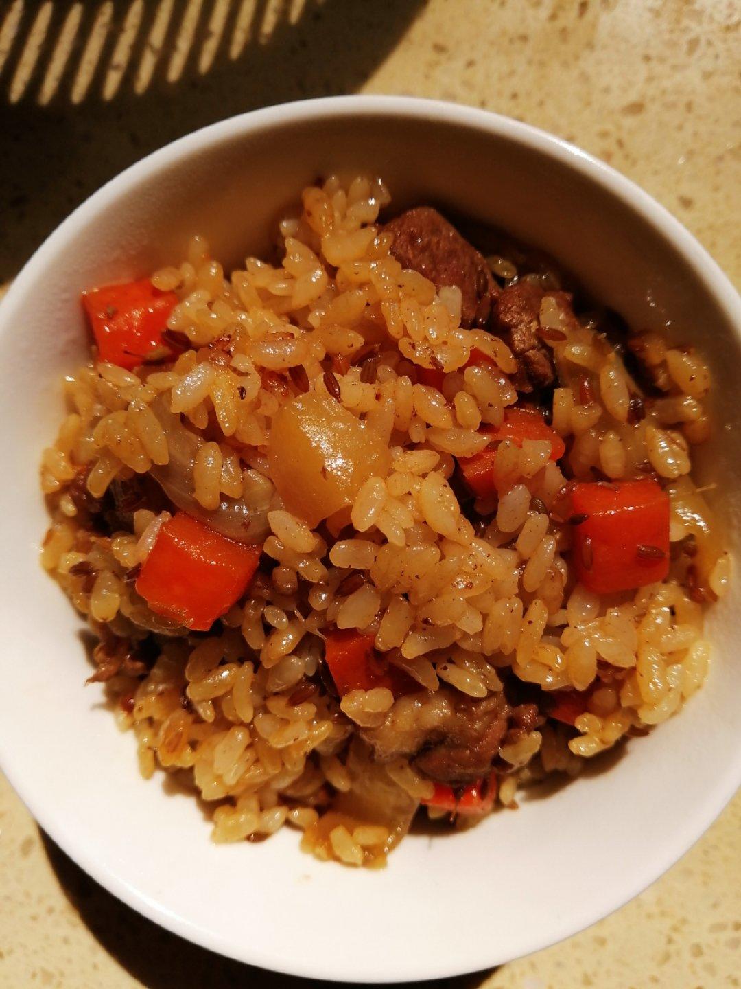 喷香羊肉焖饭