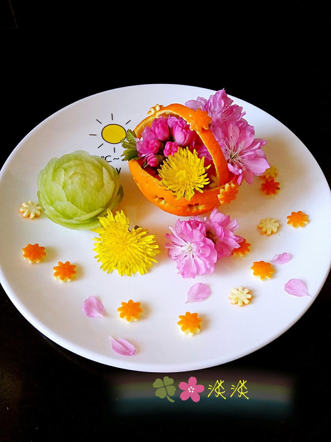 橙皮花篮盘饰拼盘摆盘(巧去橙皮)