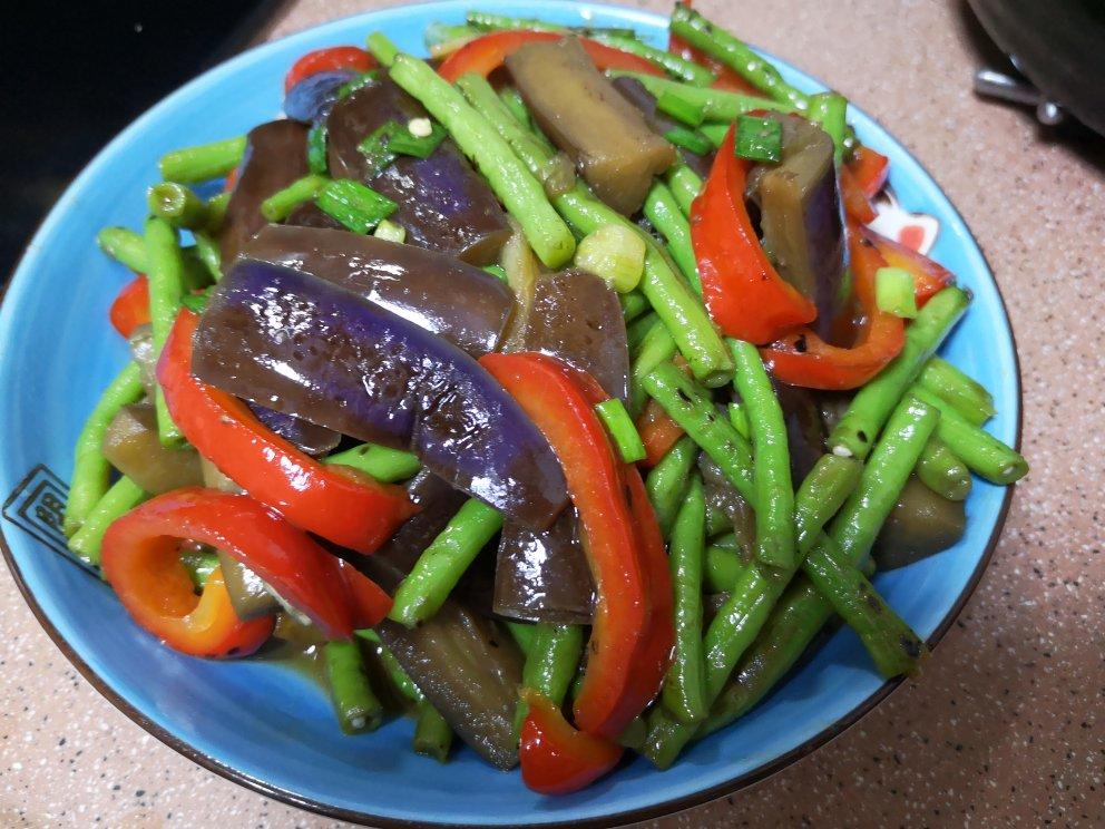 下饭菜茄子炒豆角（少油版）