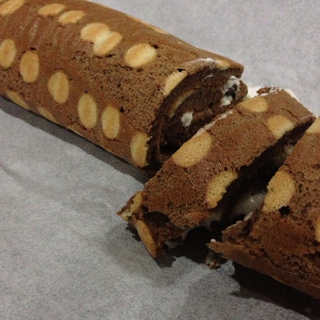 可可奶油波点蛋糕卷