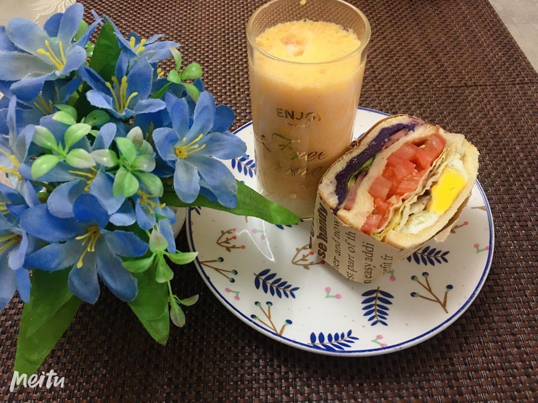 全麦红豆芋泥三明治｜ #Healthybreakfast#