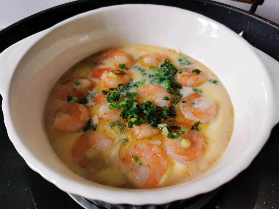 虾仁豆腐蒸水蛋
