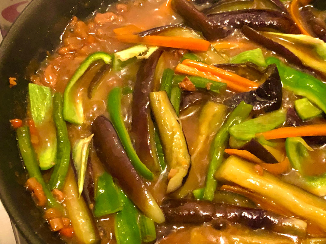 味噌香味茄子青椒胡萝卜