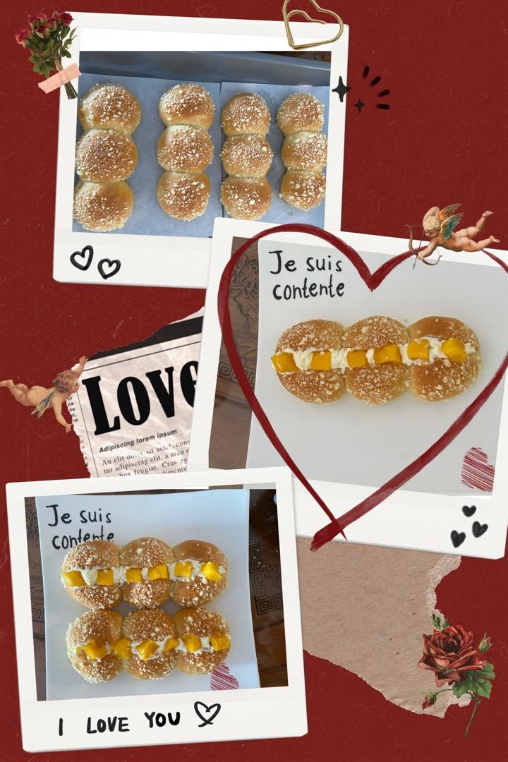 芒果奶油酥粒面包