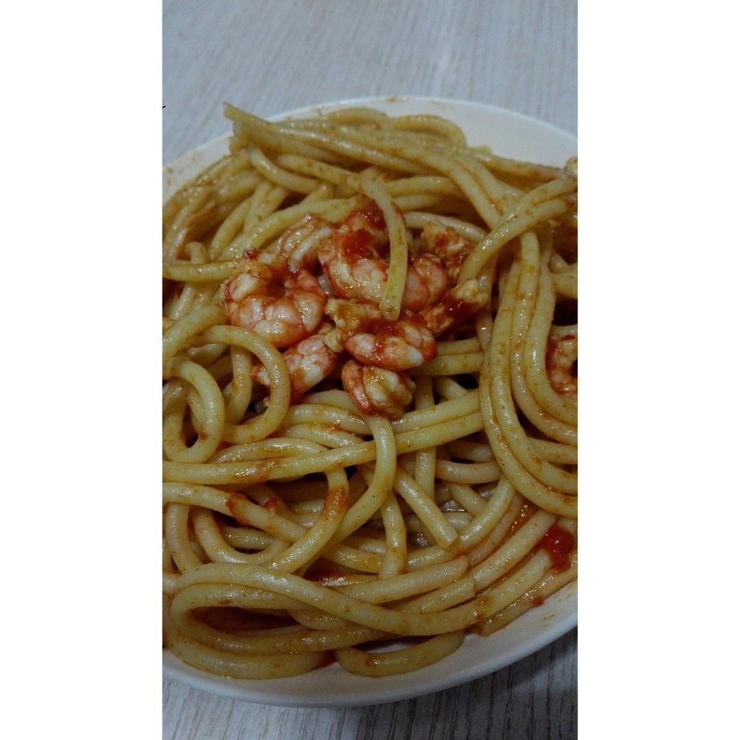 番茄虾仁意面
