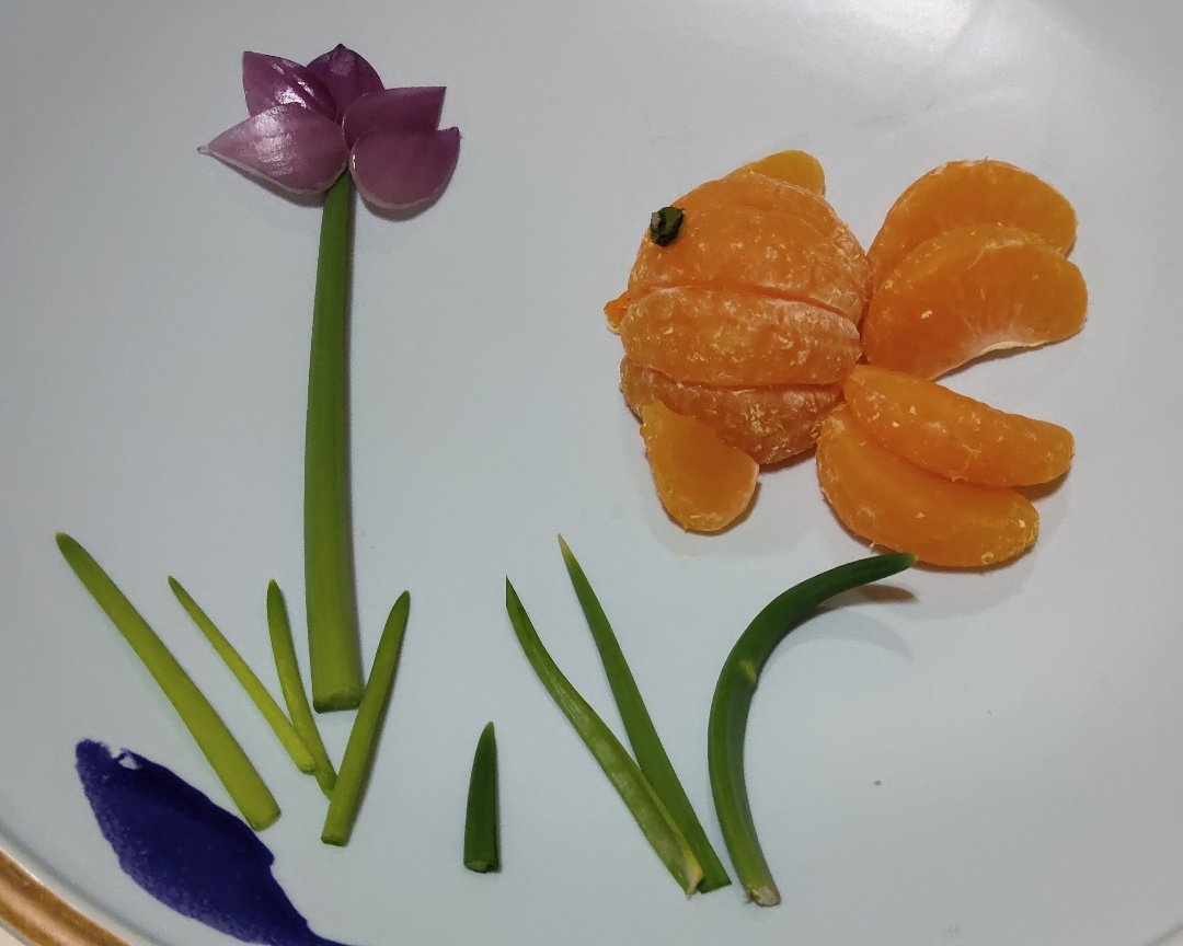 洋葱荷花和橘子小鱼的做法