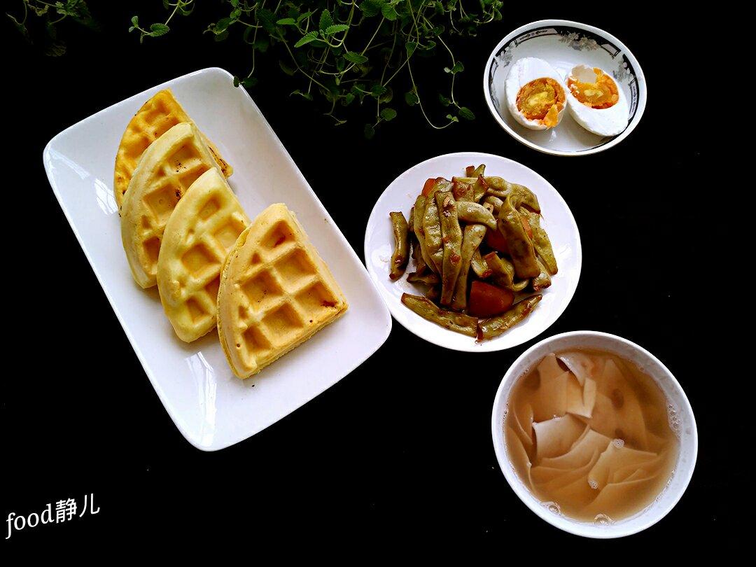 简单低脂玉米面咸华夫饼