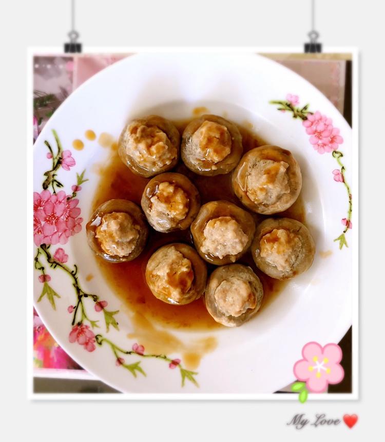 口蘑酿肉的做法