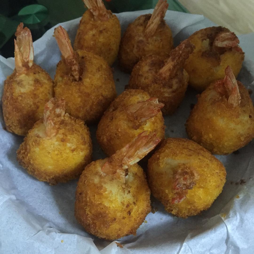 土豆泥鲜虾球