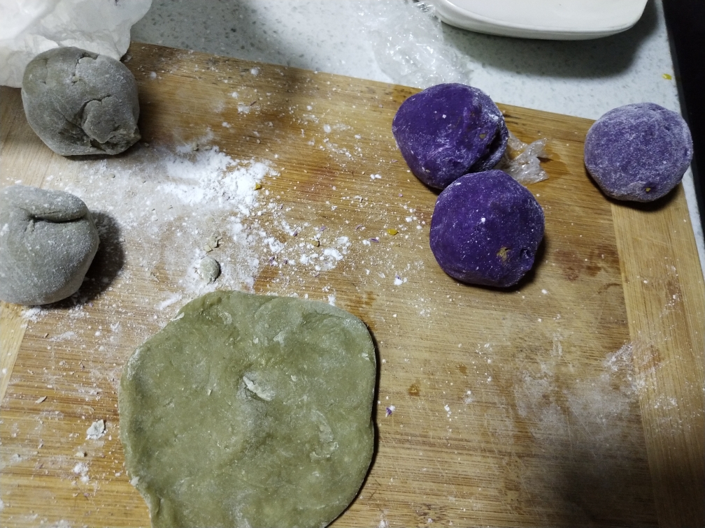 不粘手的紫薯芝士肉松青团的做法 步骤6