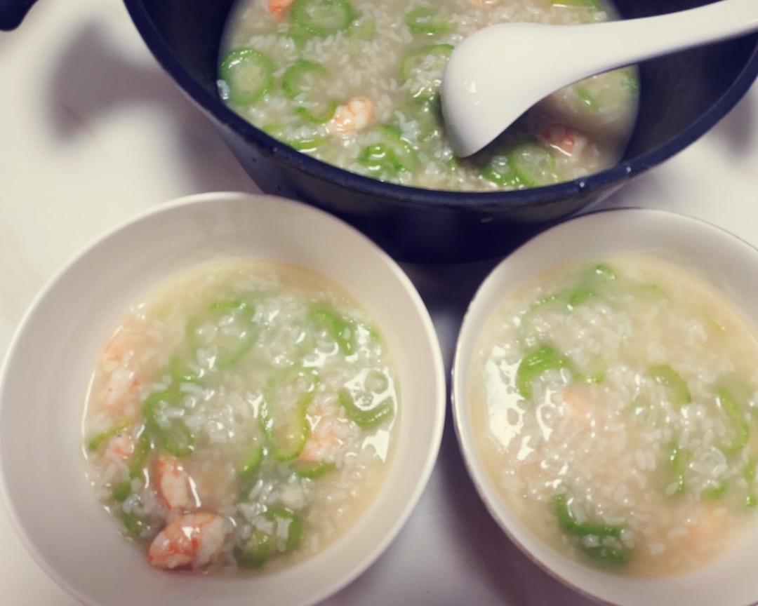 美味早餐-鼠瓜炒虾粥的做法
