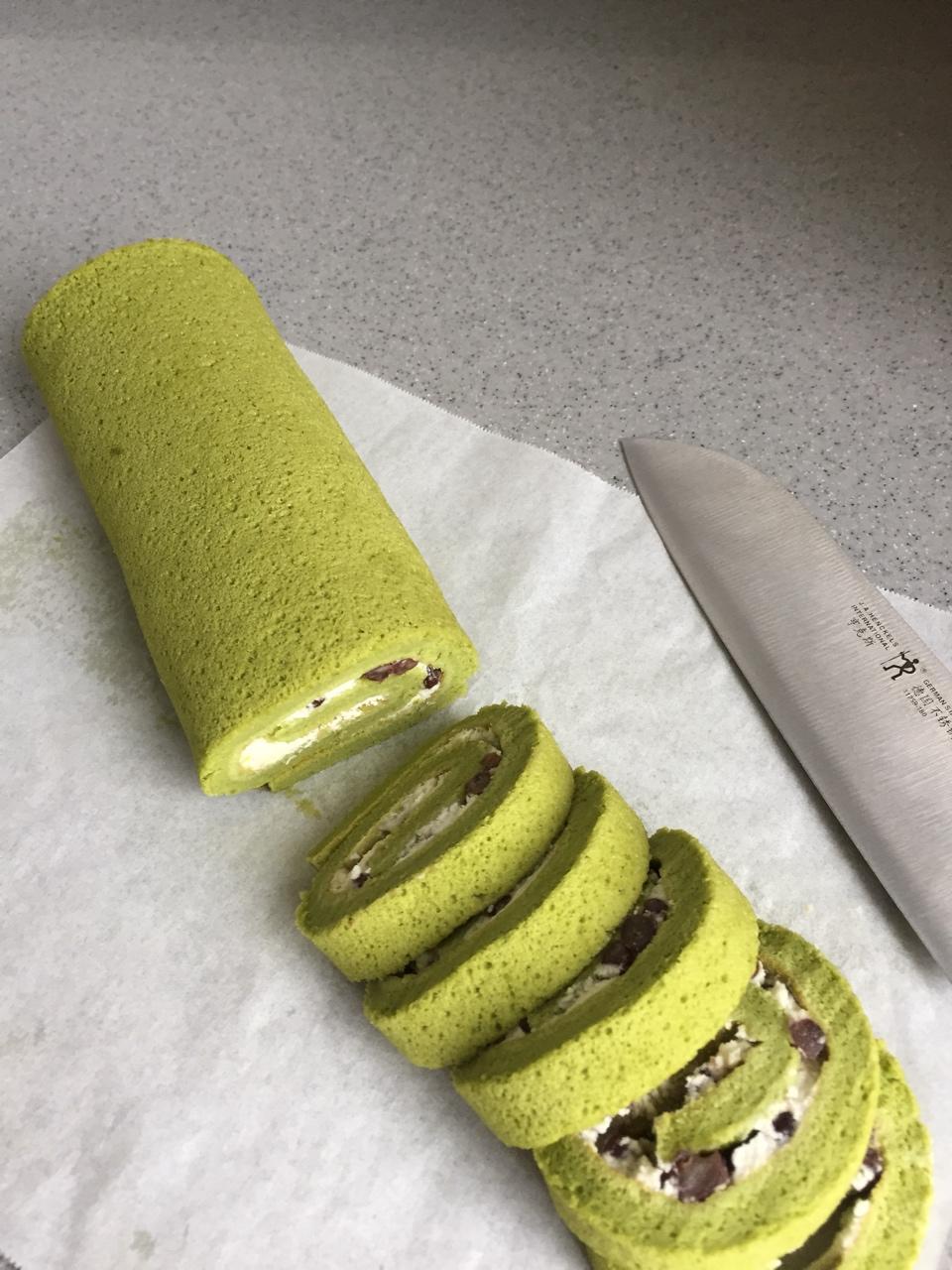 抹茶红豆蛋糕卷