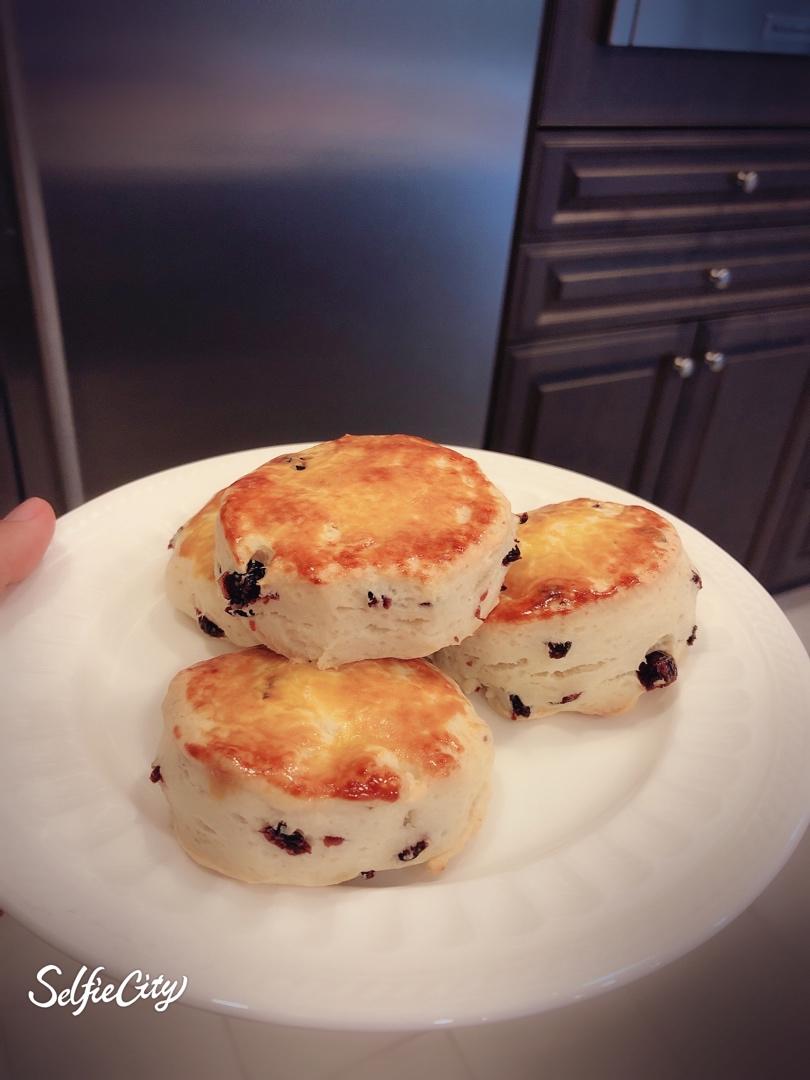 【司康控】无泡打粉的蔓越莓司康