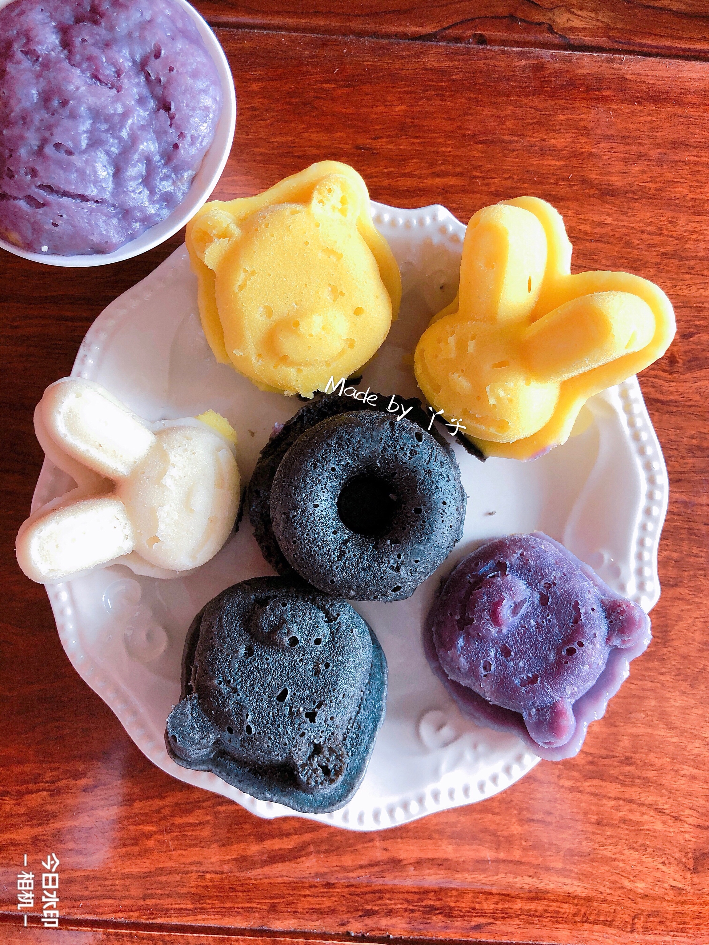 宝宝辅食—可可爱爱的紫薯发糕南瓜发糕山药发糕黑芝麻发糕