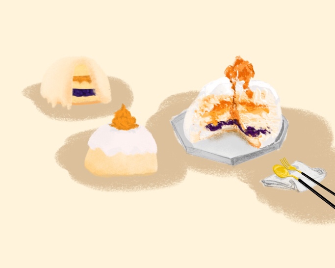 【手绘】南瓜紫米蛋糕•万圣节的做法 步骤9