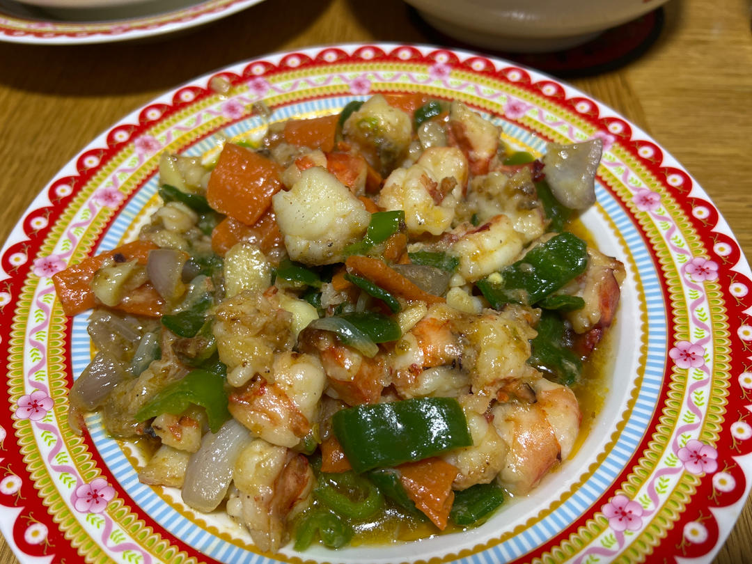 青椒洋葱炒虾仁