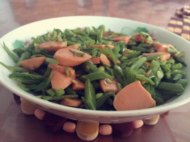 火腿炒豆角