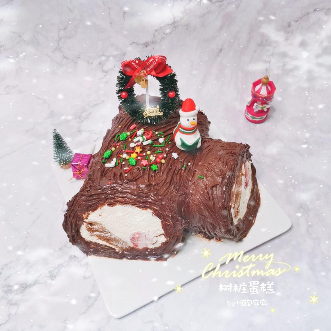 超好吃的圣诞节树干蛋糕叫树桩蛋糕也可哈
