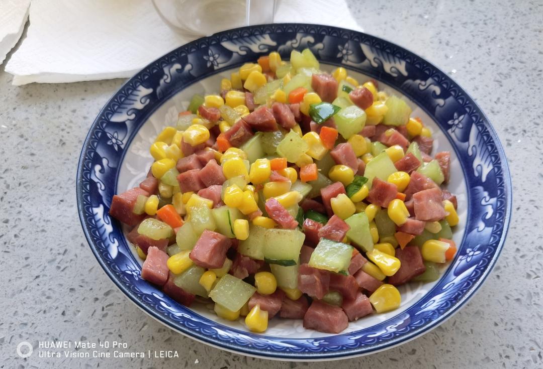 素炒玉米黄瓜火腿丁