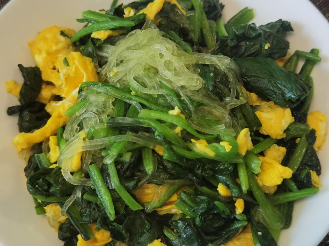 菠菜粉丝炒鸡蛋