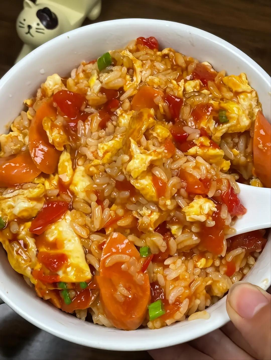 番茄鸡蛋火腿烩饭
