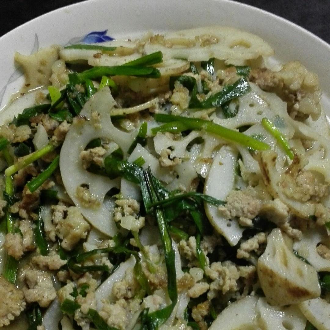 肉末韭菜藕片的做法