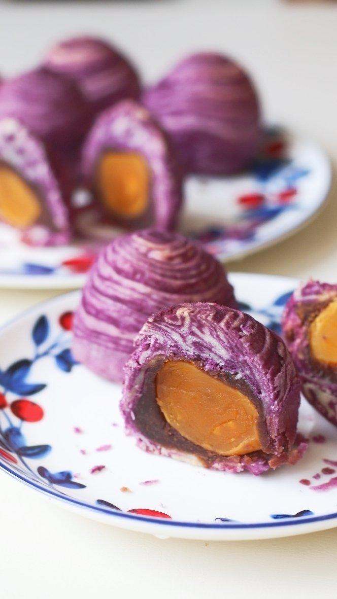 紫薯蛋黄酥（不用出膜也超级酥）
