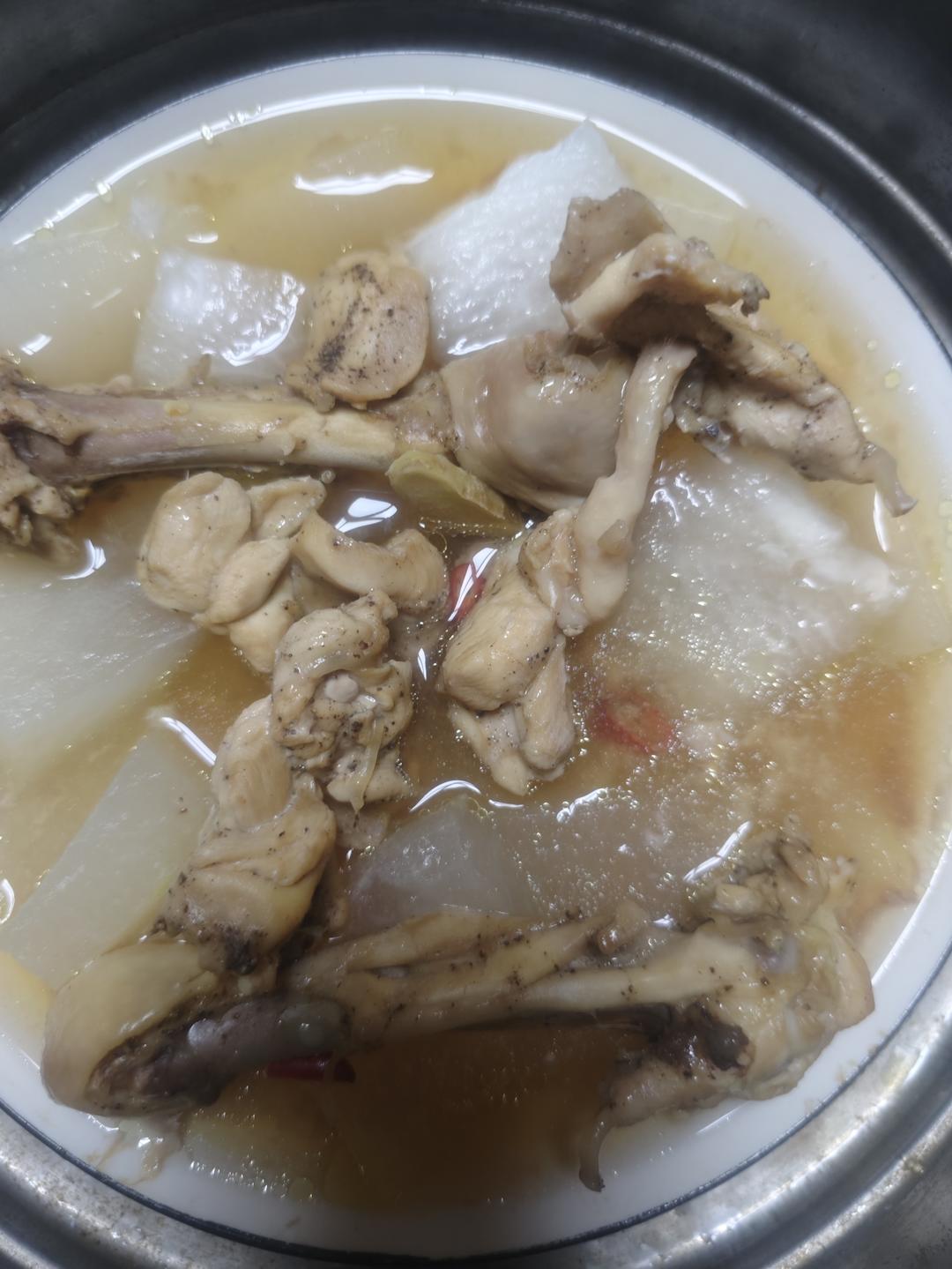 冬瓜蒸鸡腿，无油无烟方便