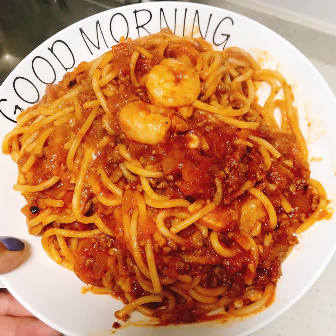 微笑pasta——特浓红酱海陆意面的做法