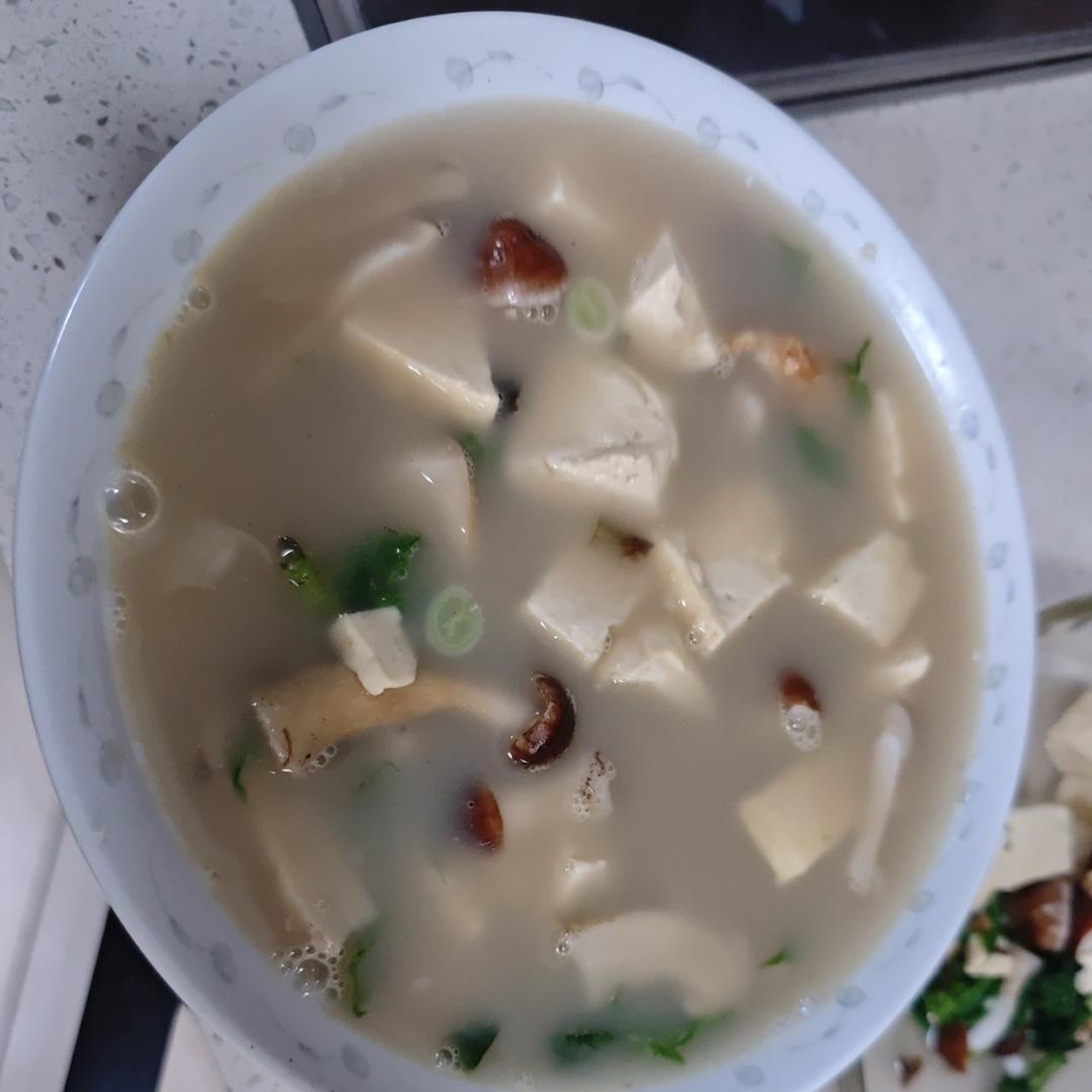 汤鲜味美的鲜松茸菌豆腐汤