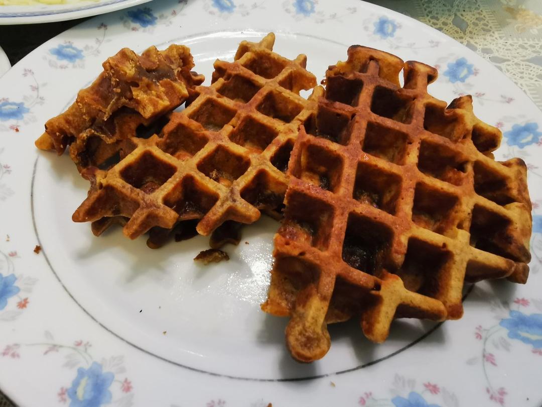 低油低糖黄豆黑糖麻薯华夫饼【健康小食】