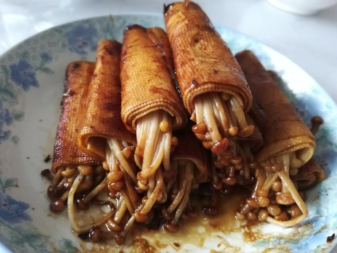 ⚡️减肥减脂素菜啃起❗️金针菇豆皮卷