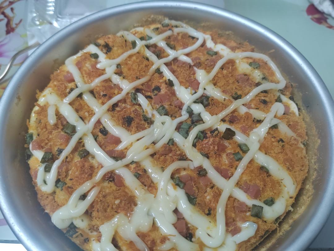 爆浆葱花火腿肉松蛋糕