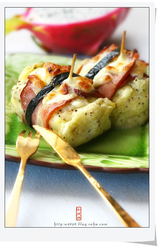 培根奶酪焗土豆卷的做法