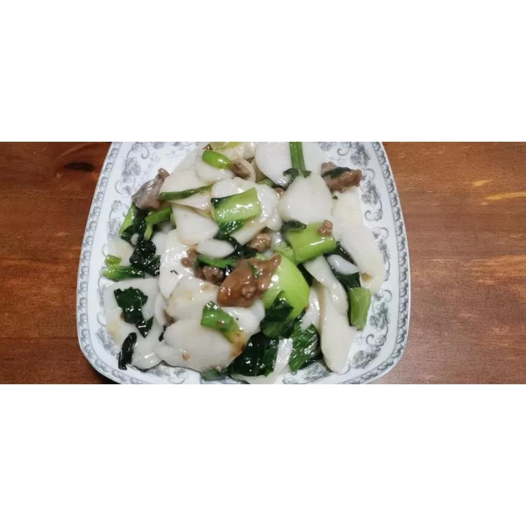 青菜肉丝炒年糕