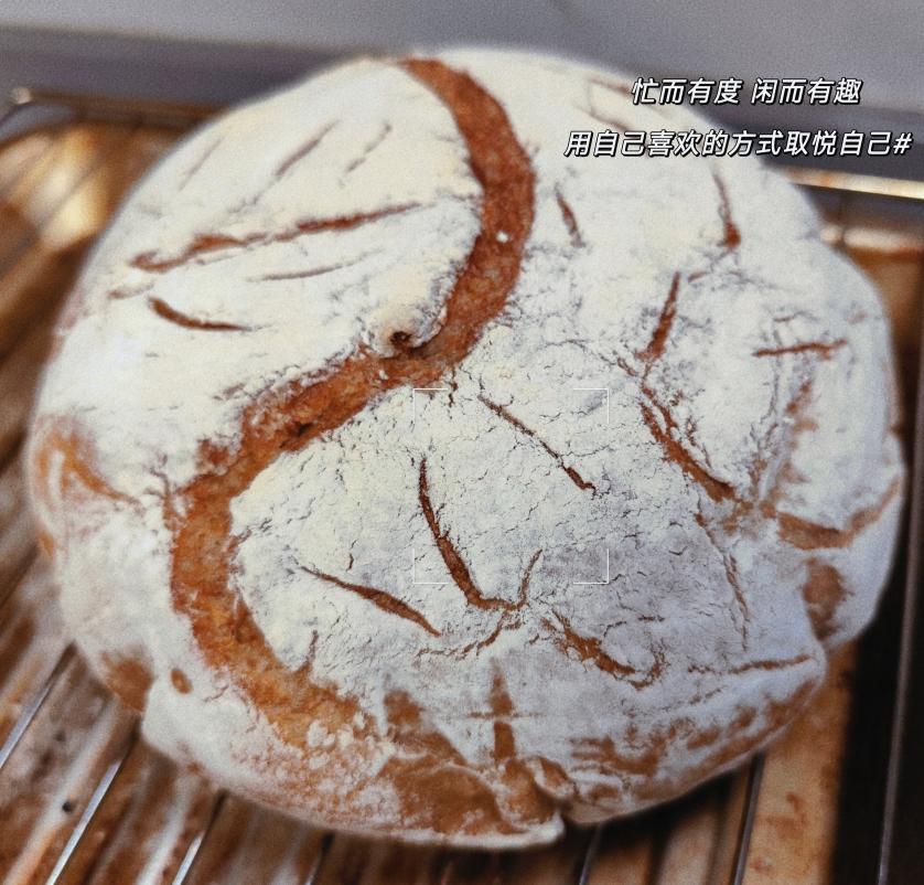 『简单版』有咬劲的直接法无油无糖免揉全麦欧包