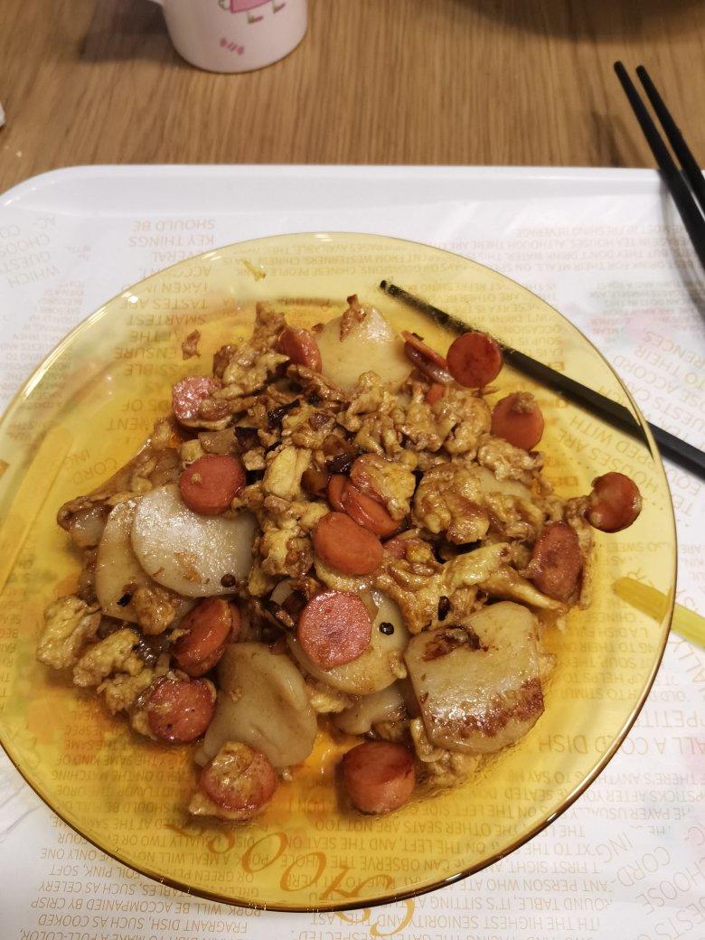 鸡蛋炒年糕                                    心里top1️⃣好吃的菜(简单快手)