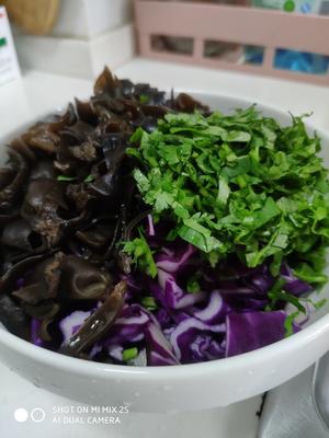 紫甘蓝香菜木耳凉拌的做法 步骤1