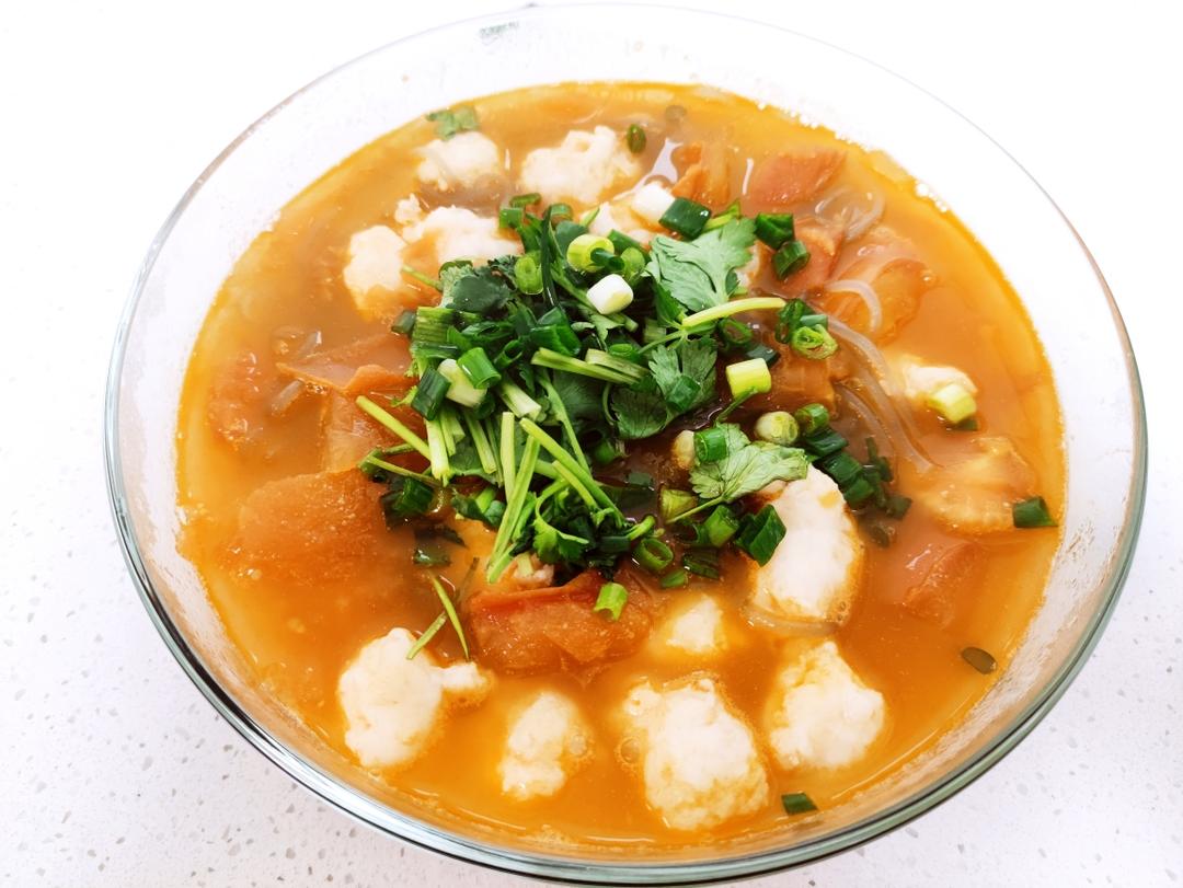 番茄虾滑粉丝汤的做法